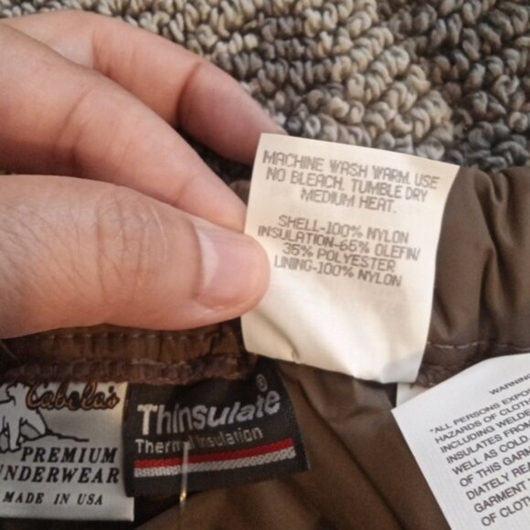 Cabela's Thinsulate Thermal Insulation Vintage 3M Nylon Mens Large - Picture 7 of 11